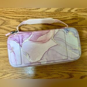 Pastel Marbled Nintendo Switch Case with Game Holder and Handle Grip